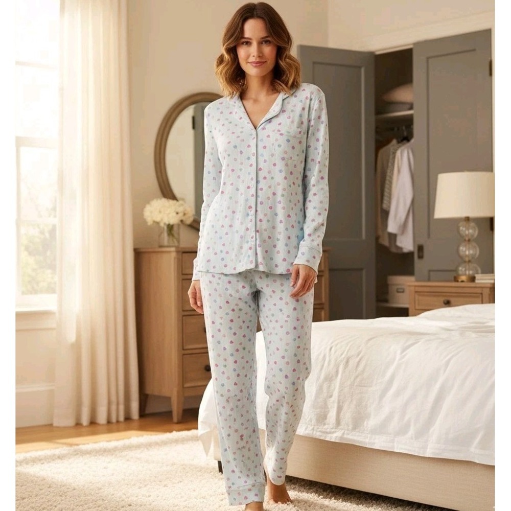 New Skims Soft Lounge RARE Cloud Candy Hearts Valentines M Set Pajama Top Pants